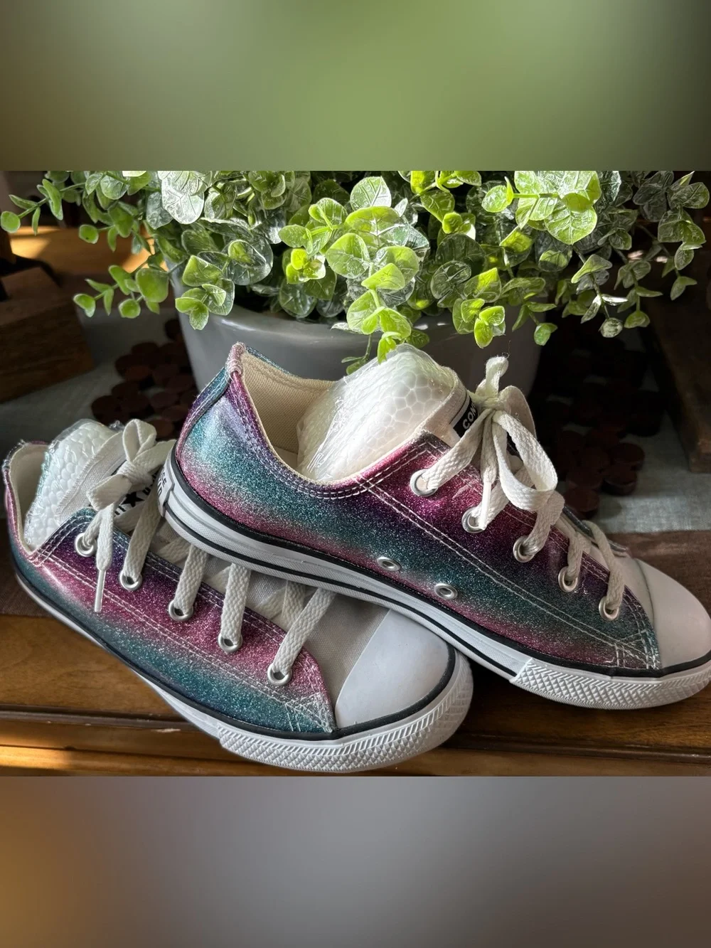 Converse Kids Glitter Gradient Low Top Sneakers - Pink Blue Purple